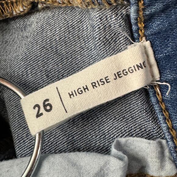 PacSun SZ 26 High-Rise Jeggings Jeans Two-Tone Stretch Mid-Rise Zip-Fly Pockets - Picture 9 of 9